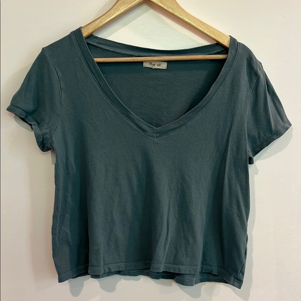 Madewell V-Neck Blue Gray Tee Top XS